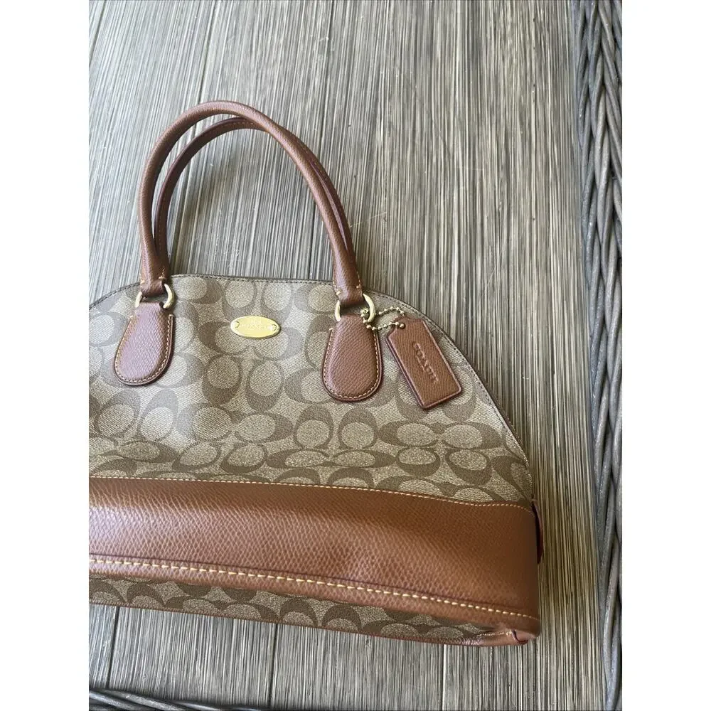 Coach Signature Sierra Satchel Leather Dome Bag Beige Brown F27584 - Picture 3 of 12